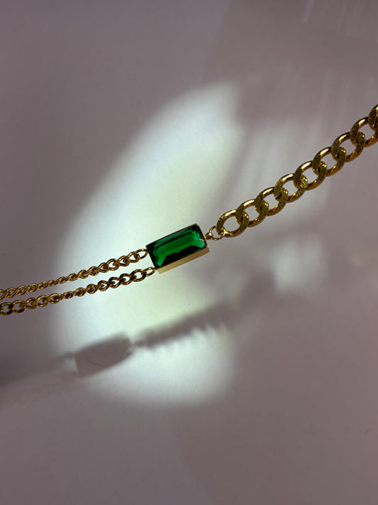 Green CZ Chain Bracelet