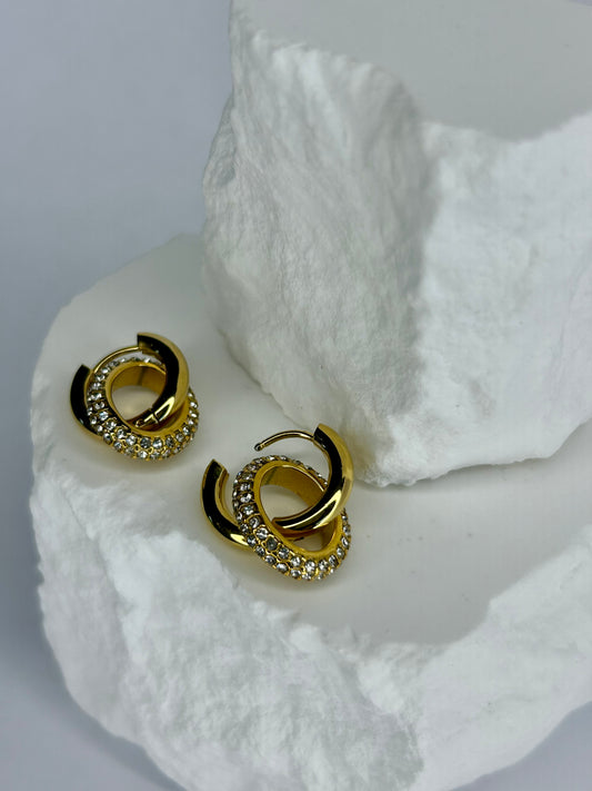 Double Ring Huggie CZ