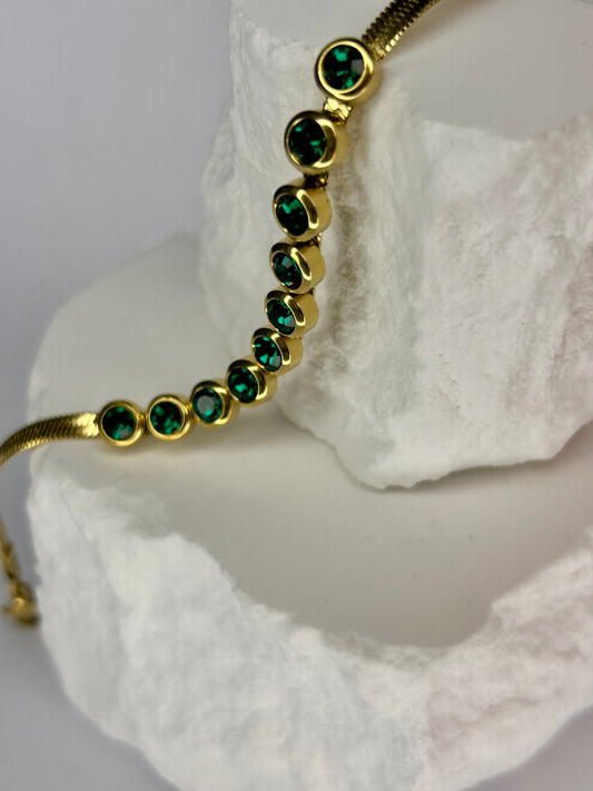 Green CZ Snake Chain Bracelet