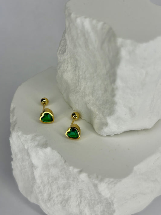Green Heart CZ Stud