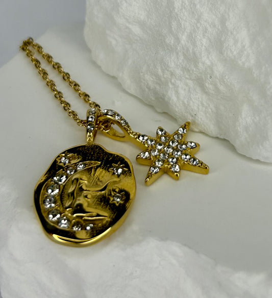 Moon & Stars CZ Necklace
