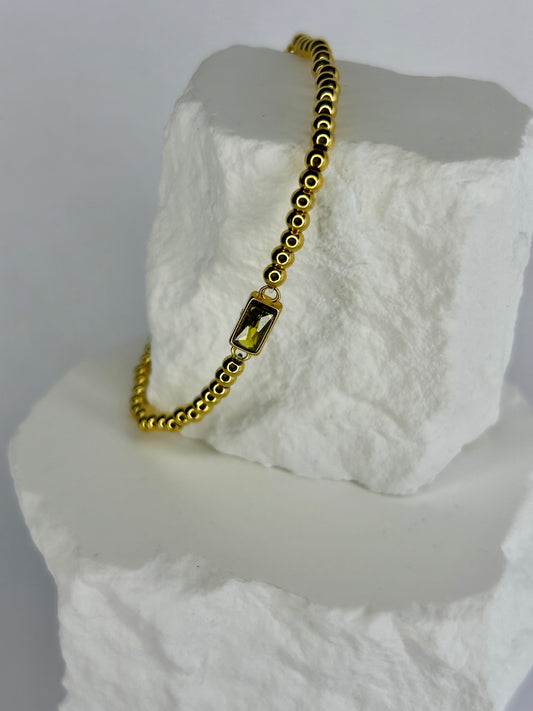 CZ & Gold Bead Bracelet