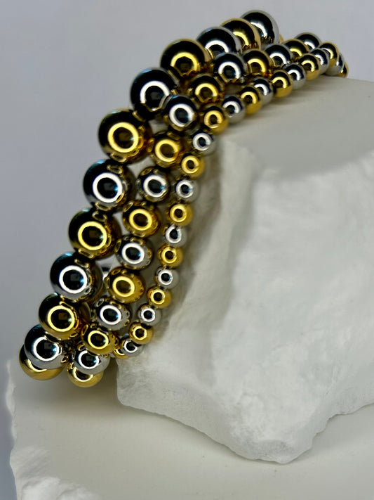 Medium Gold & Silver Bead Bracelet