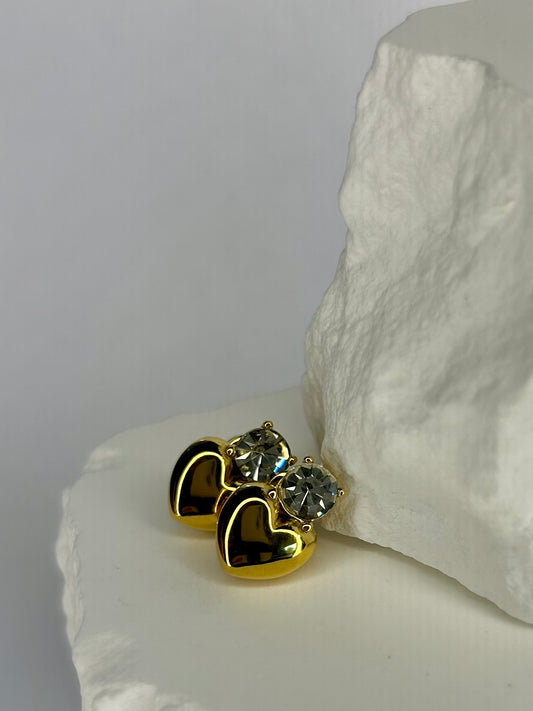 Heart CZ Crown Earring
