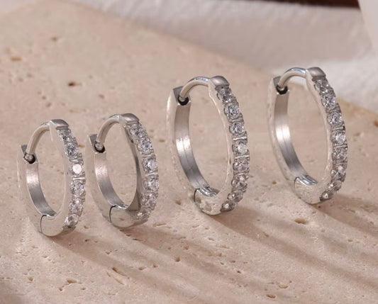 Endura Silver CZ Huggie Hoop 15mm