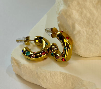 Multi Coloured CZ Hoops