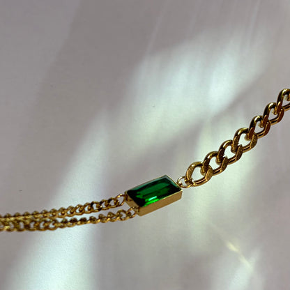 Green CZ Chain Bracelet