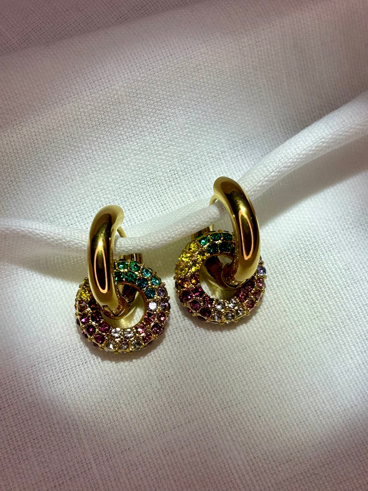 Multi CZ Drop Huggie