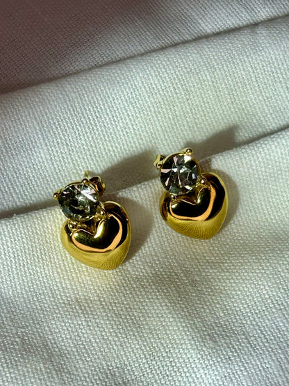 Heart CZ Crown Earring