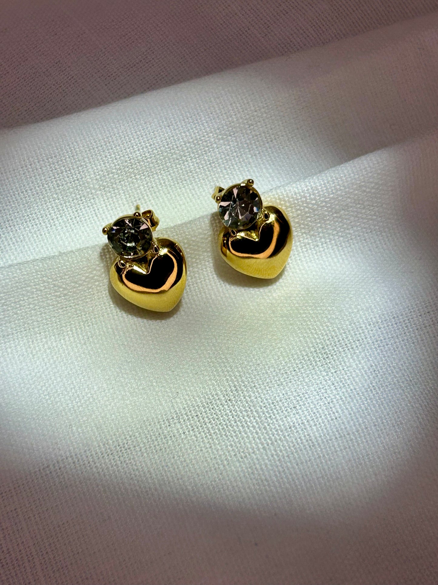 Heart CZ Crown Earring