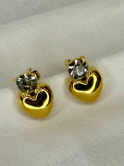 Heart CZ Crown Earring