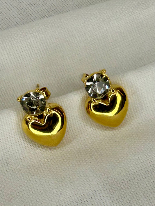 Heart CZ Crown Earring