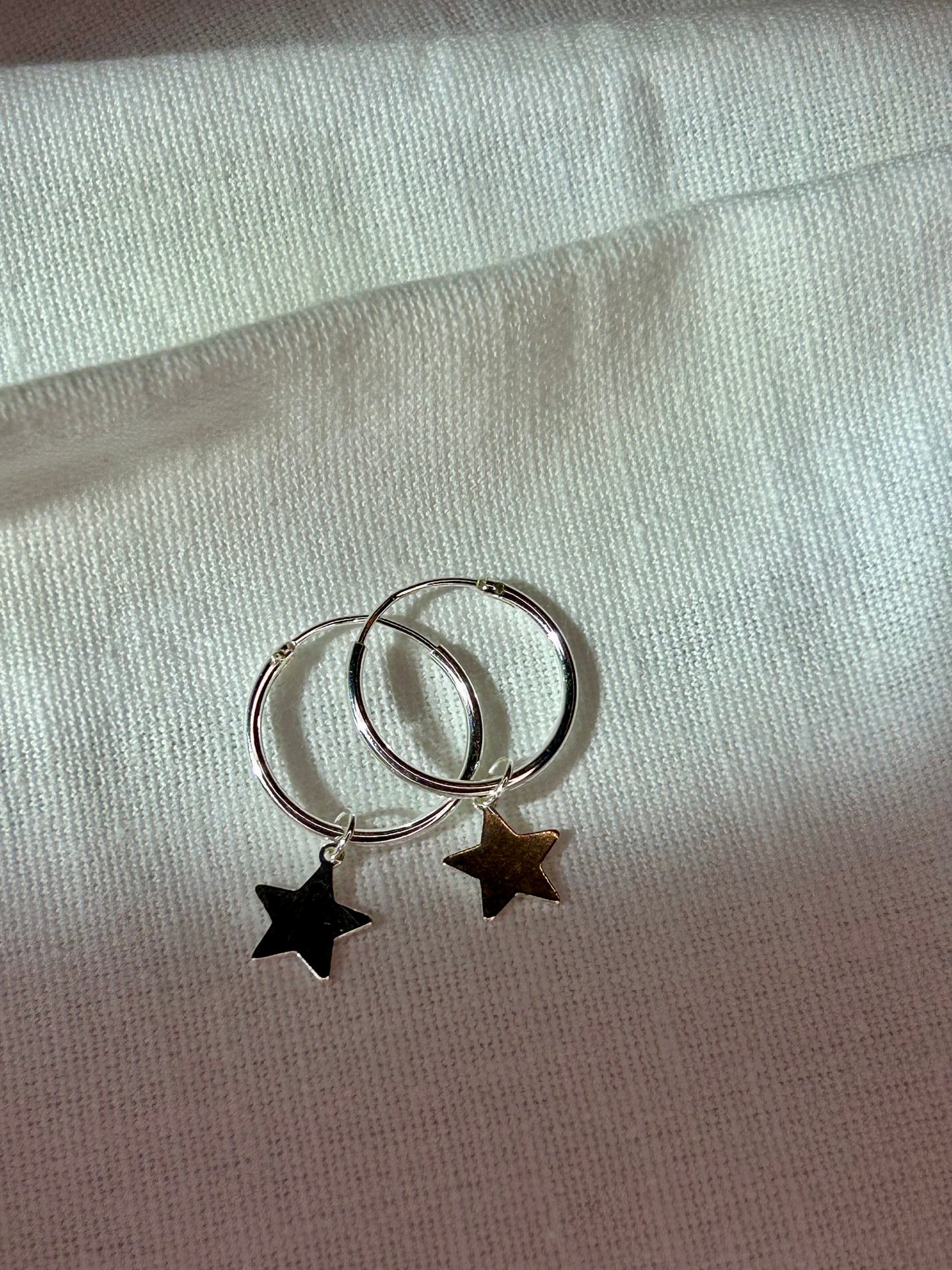 Sterling Silver Star 15mm Thin Hoop