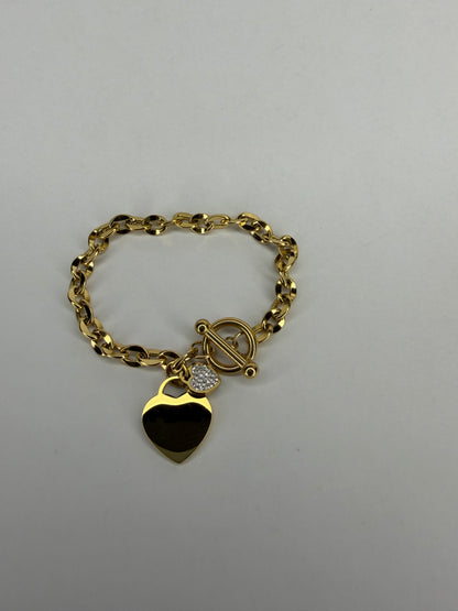 Chain, Heart & CZ Heart Bracelet