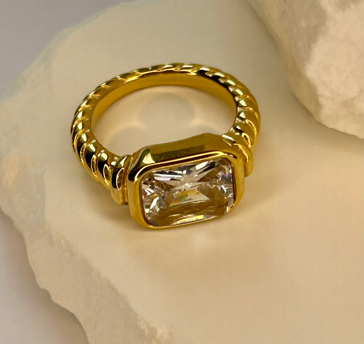 Clear CZ Twist Ring