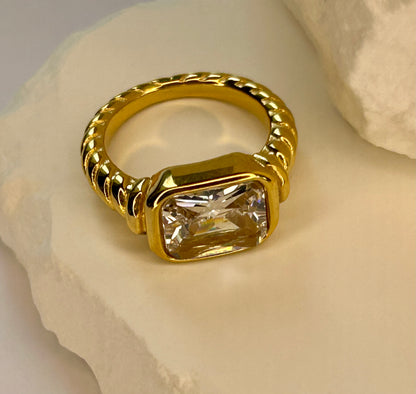 Clear CZ Twist Ring