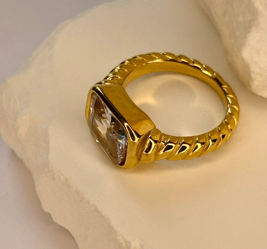 Clear CZ Twist Ring