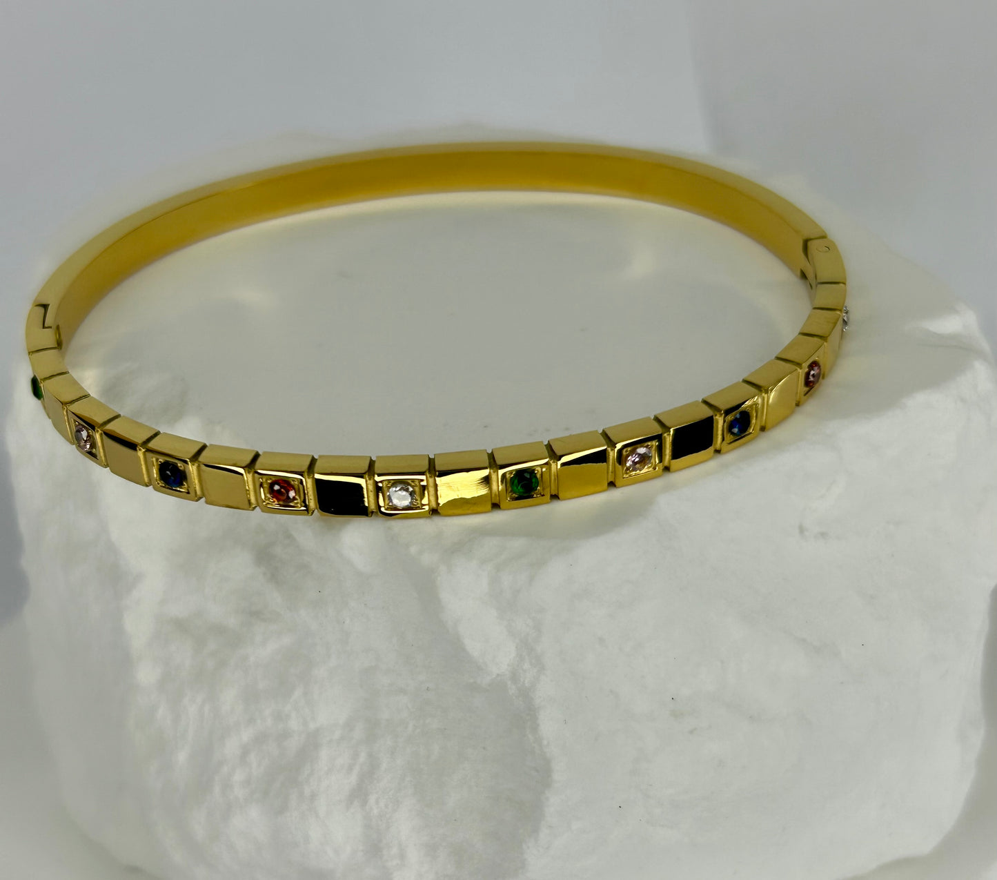 Hinged Small Multi CZ Bangle