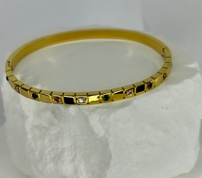Hinged Small Multi CZ Bangle