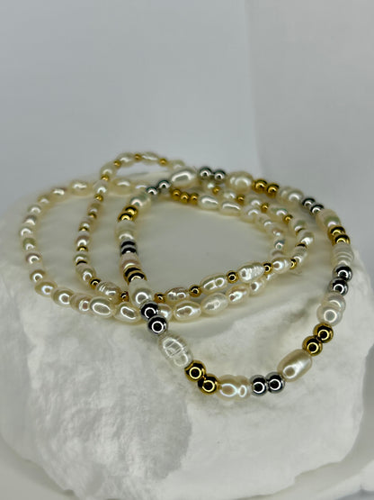 Pearl, Gold & Silver Bracelet Set 3
