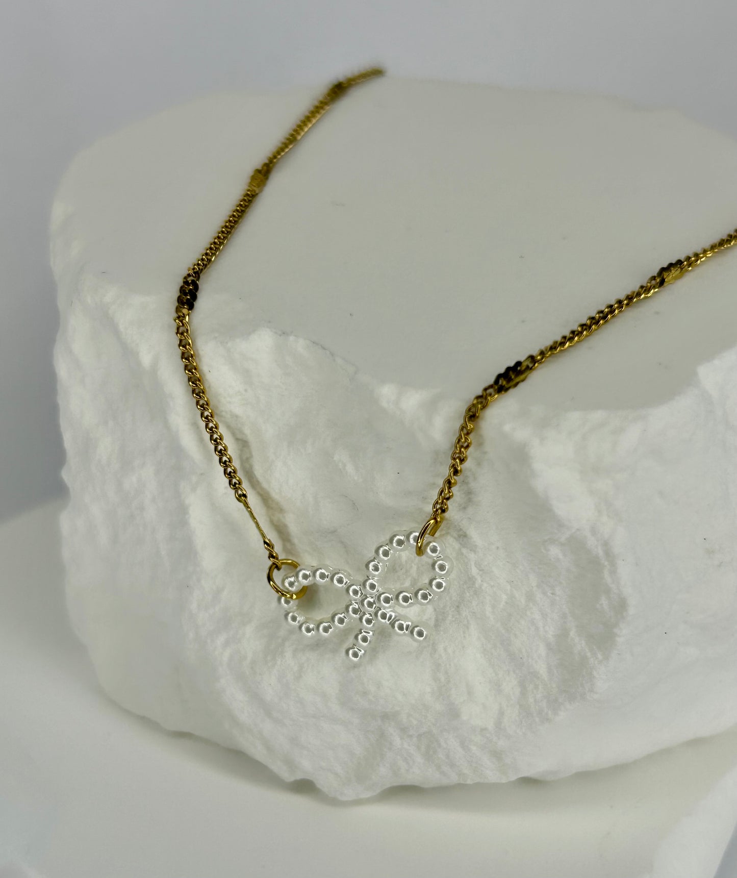 Fine Chain & Pearl Bow Necklace