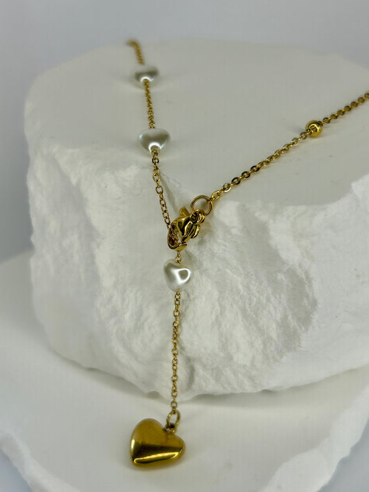 Small Bead & Pearl Drop Necklace