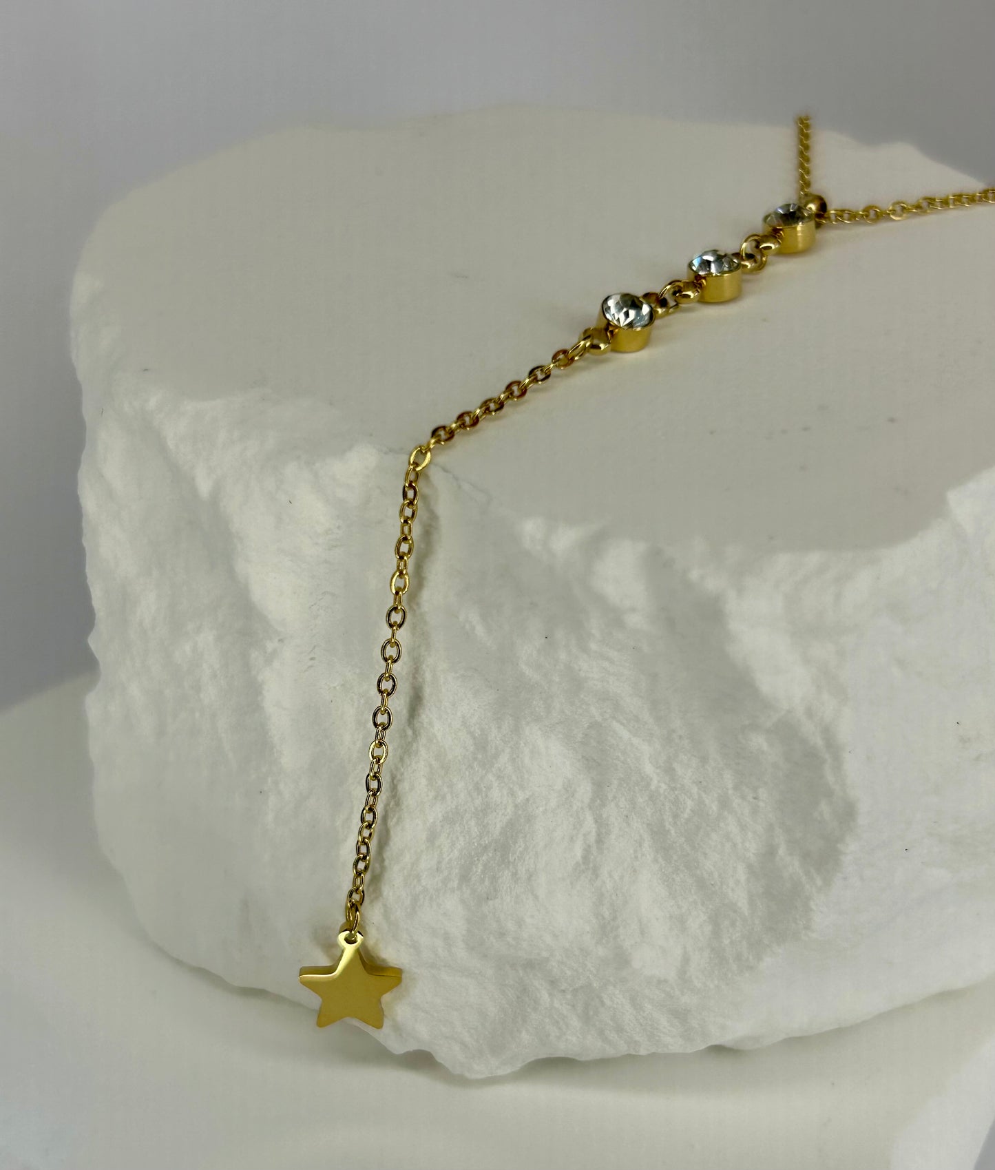 Star & CZ Drop Necklace