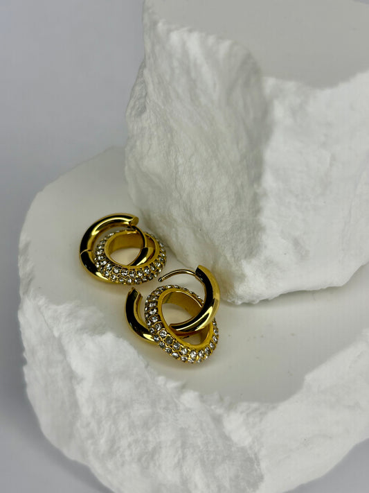 Double Ring Huggie CZ