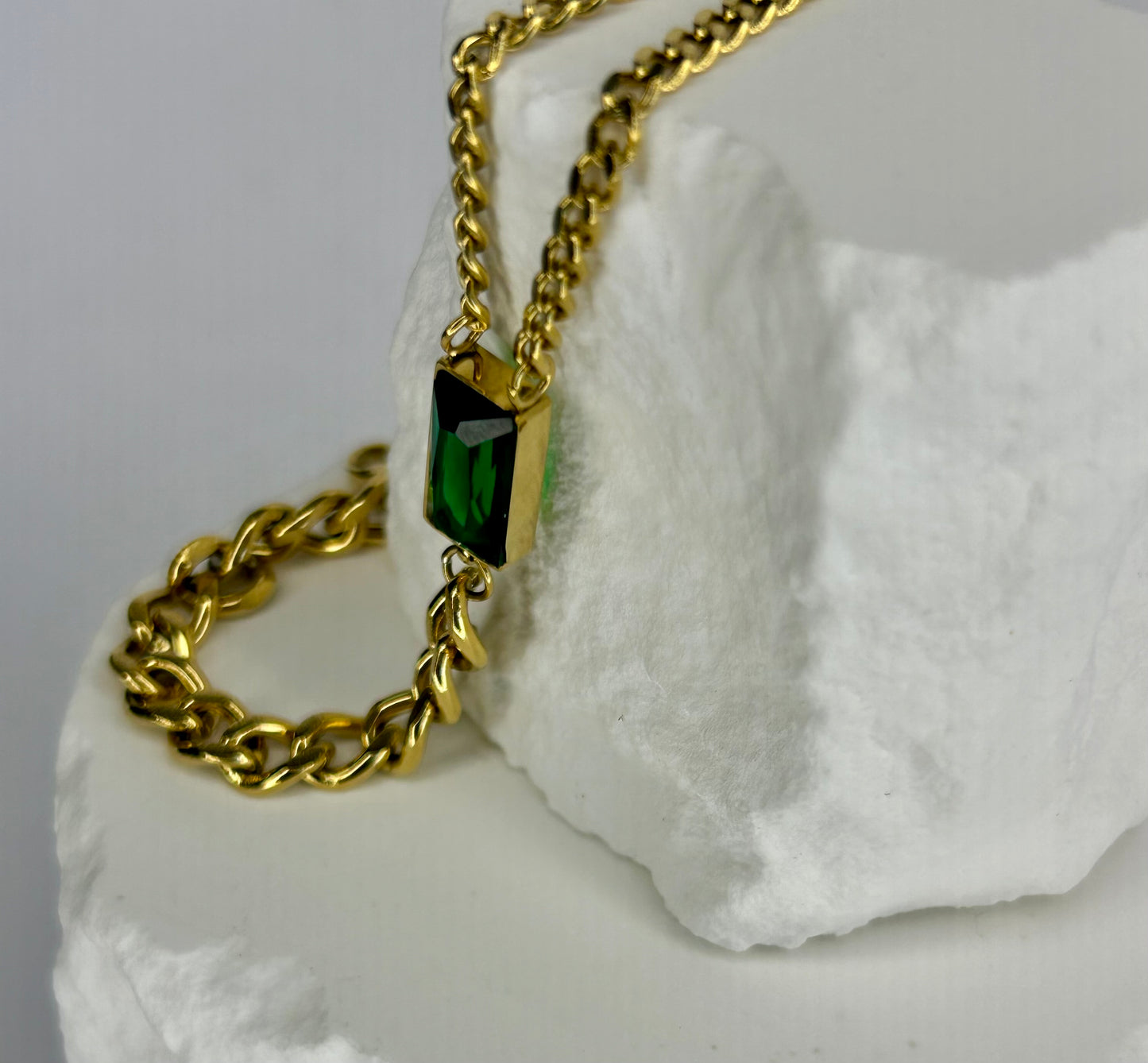 Green CZ Chain Bracelet