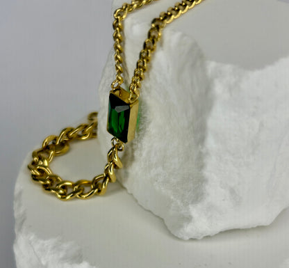 Green CZ Chain Bracelet