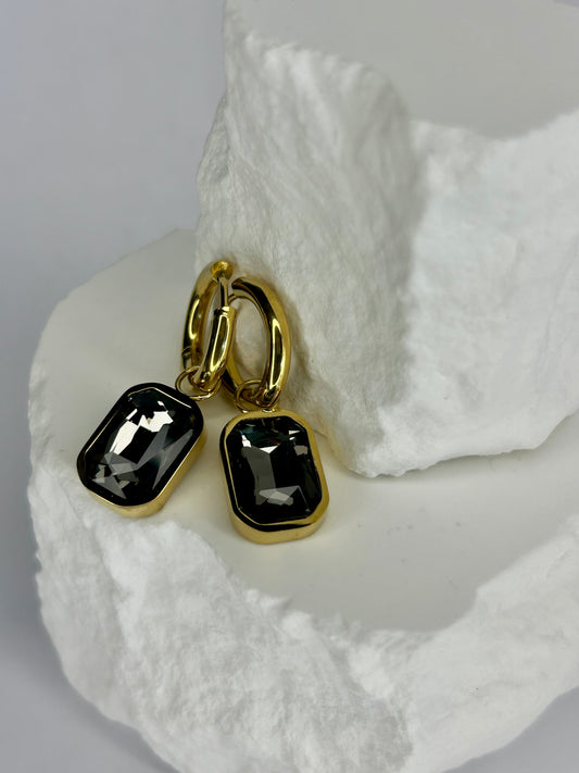 Grey Drop CZ Huggie