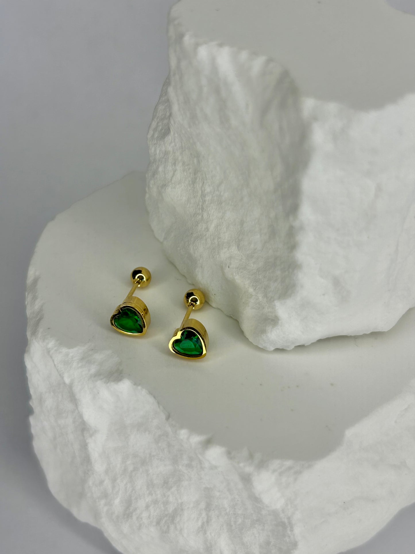 Green Heart CZ Stud