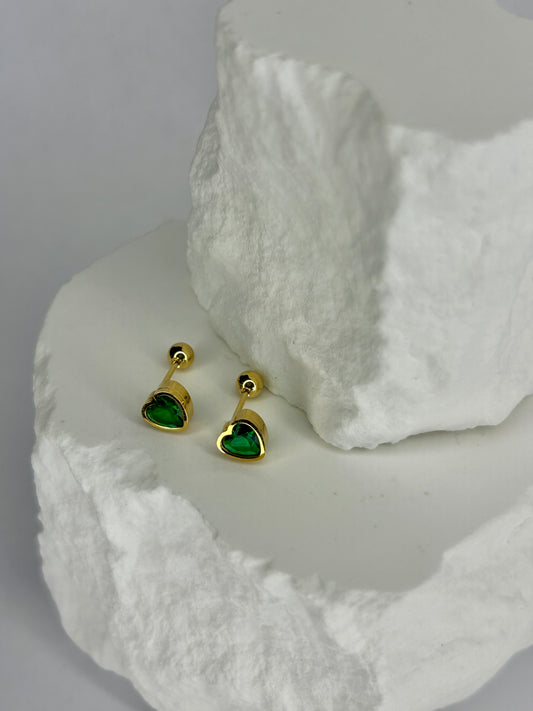Green Heart CZ Stud