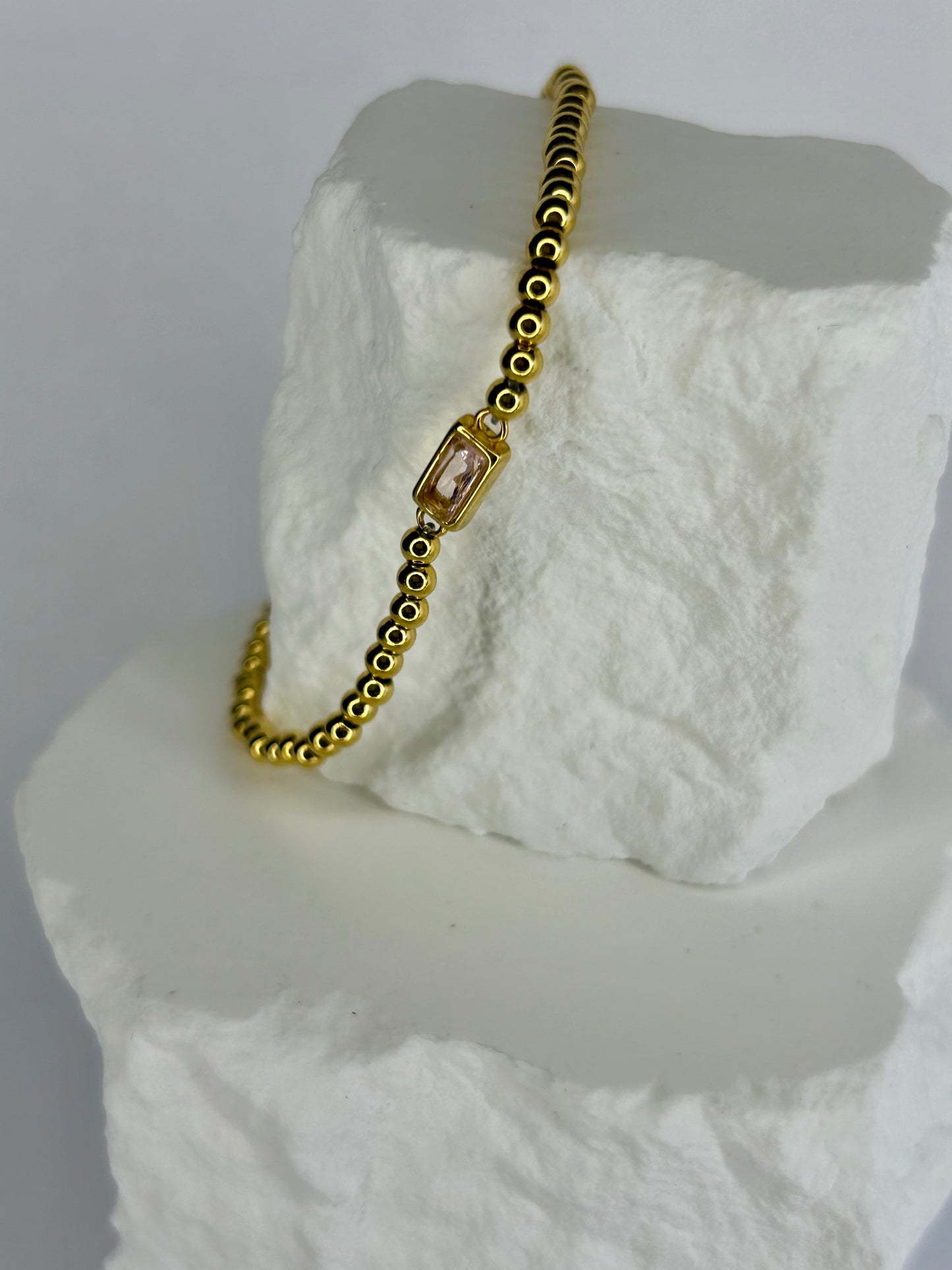 CZ & Gold Bead Bracelet