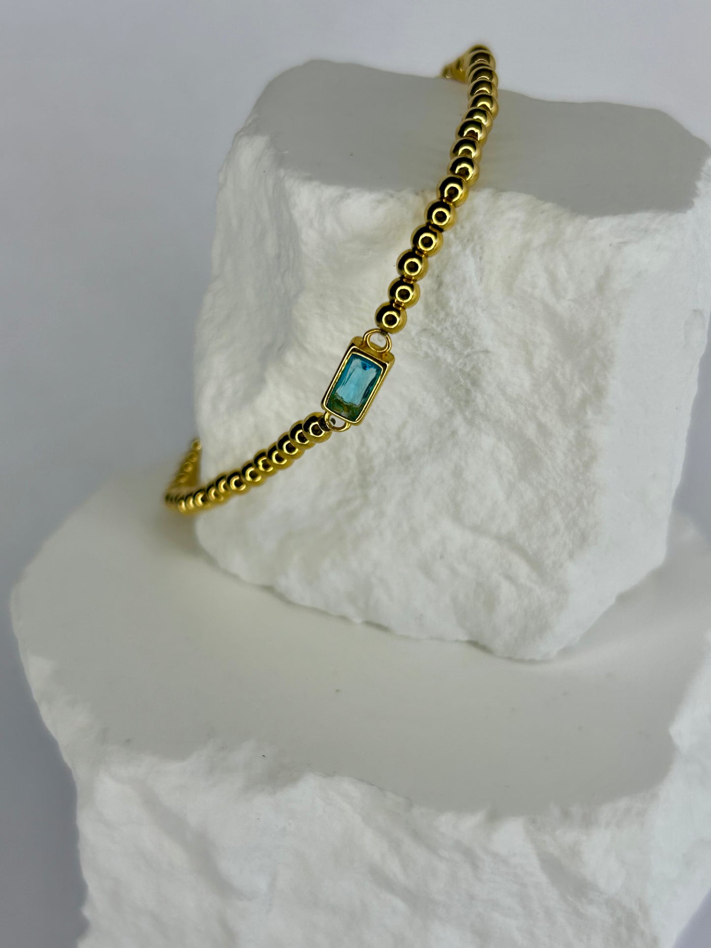 CZ & Gold Bead Bracelet