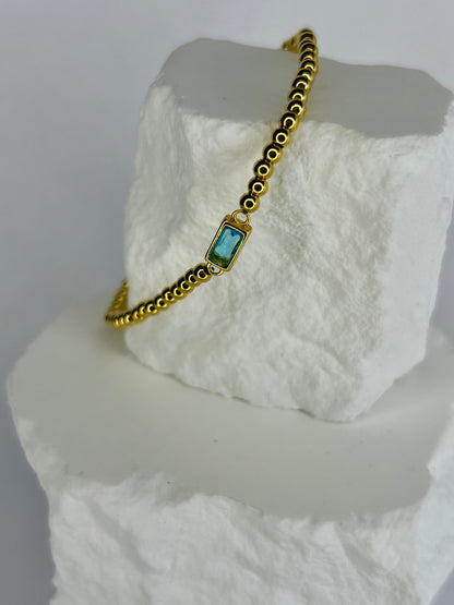 CZ & Gold Bead Bracelet
