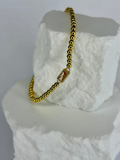 CZ & Gold Bead Bracelet