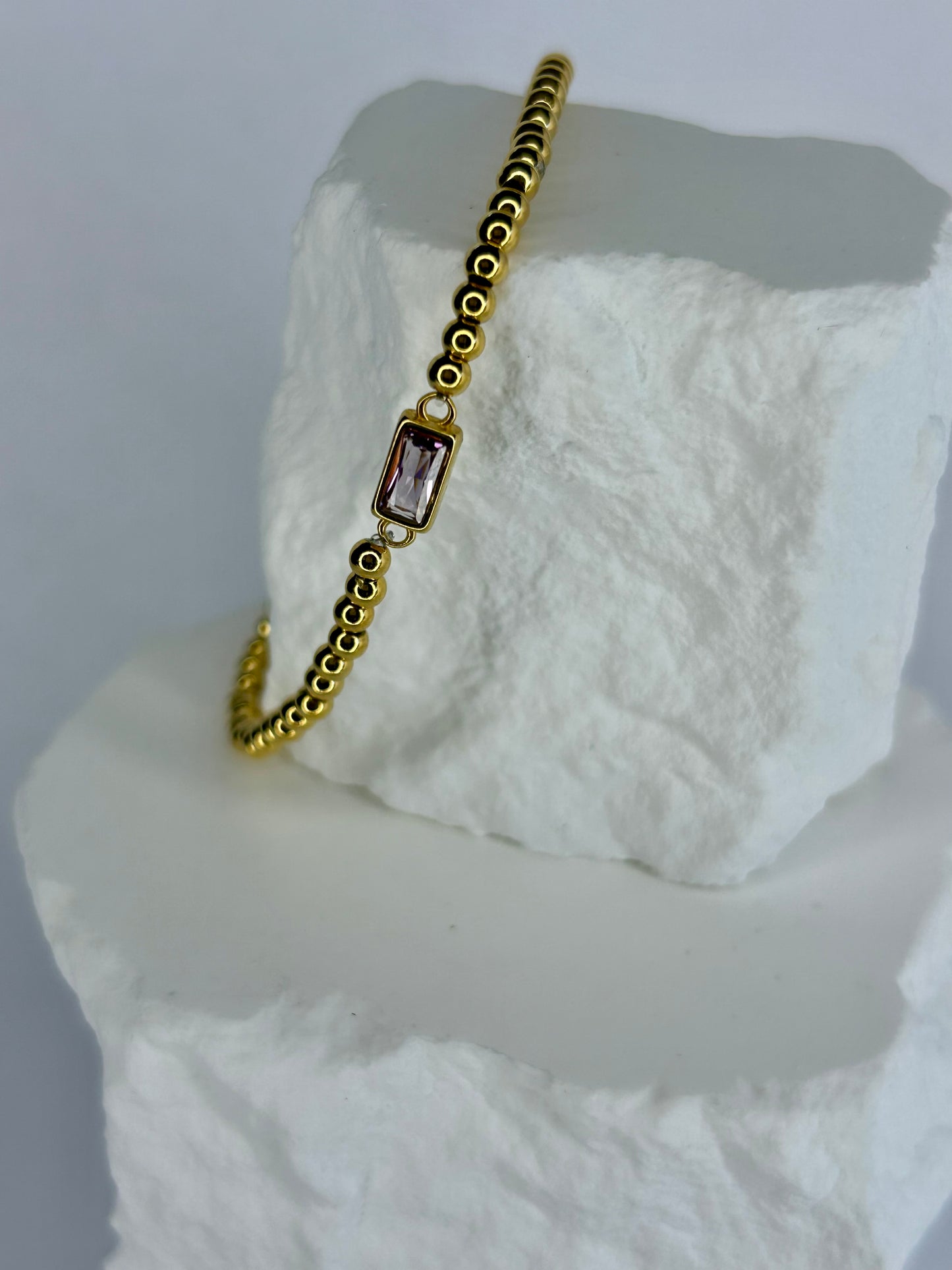 CZ & Gold Bead Bracelet