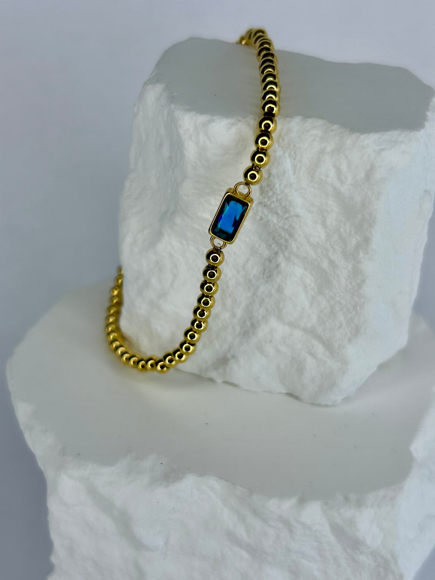 CZ & Gold Bead Bracelet