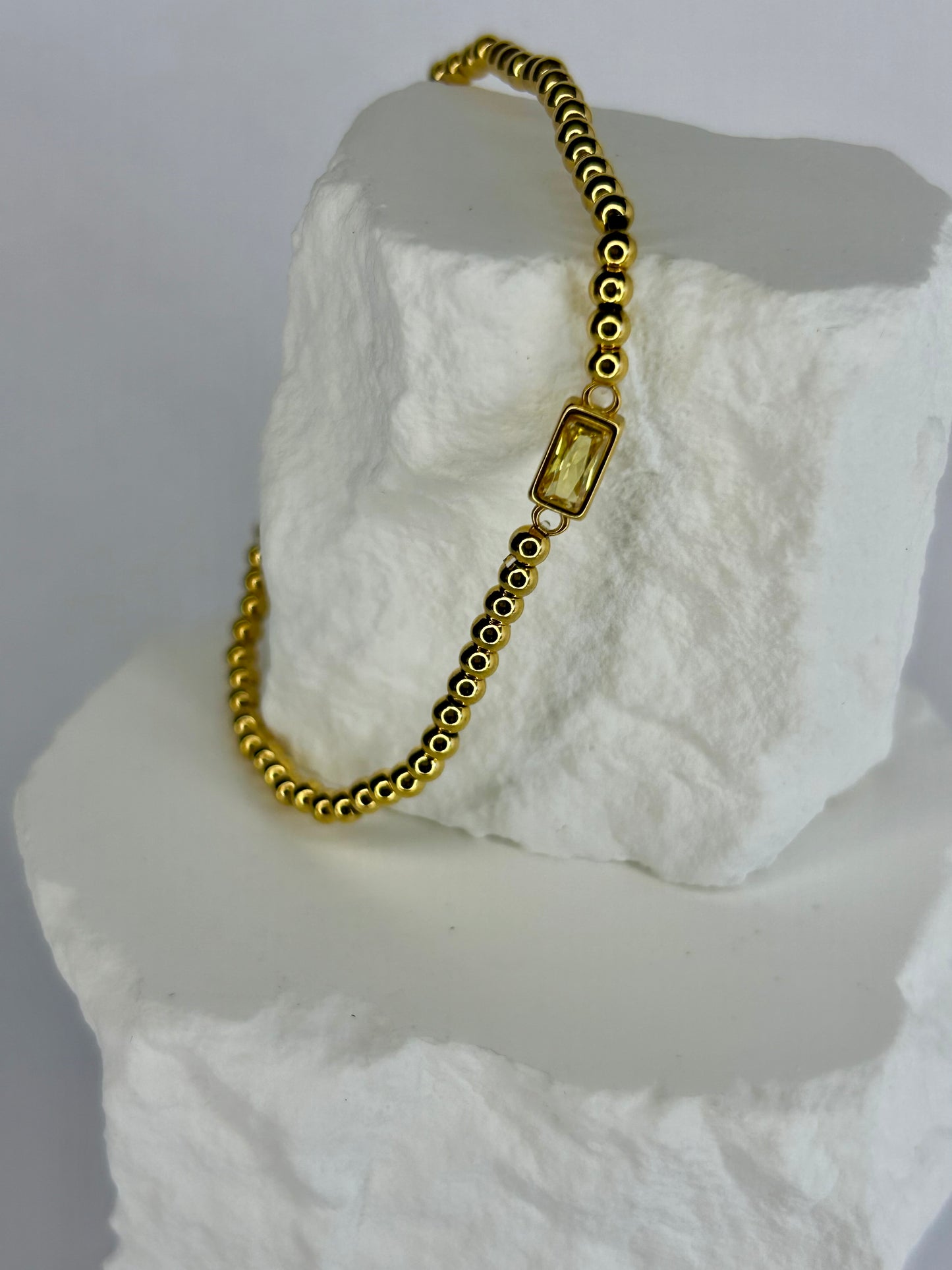 CZ & Gold Bead Bracelet