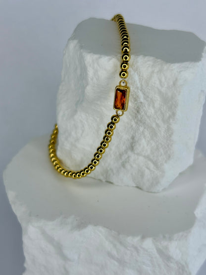 CZ & Gold Bead Bracelet