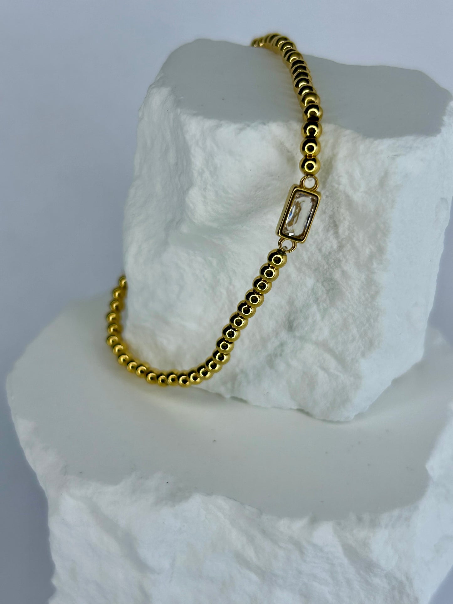 CZ & Gold Bead Bracelet