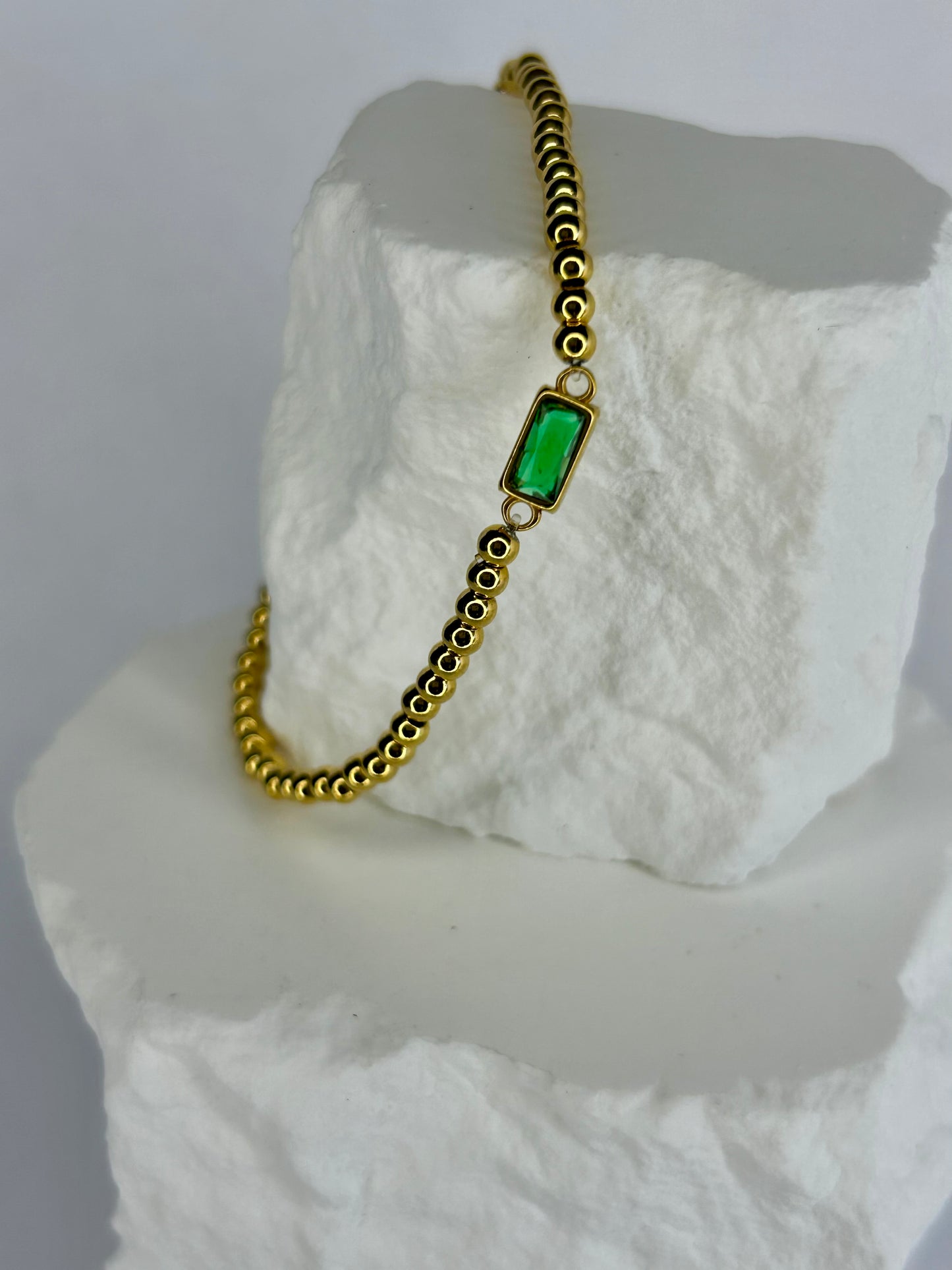 CZ & Gold Bead Bracelet