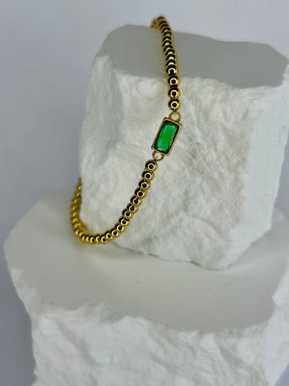 CZ & Gold Bead Bracelet