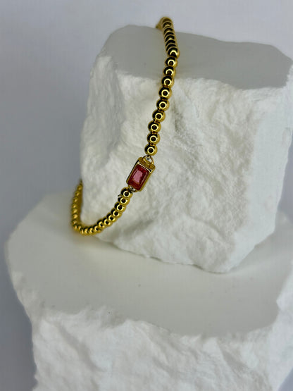 CZ & Gold Bead Bracelet