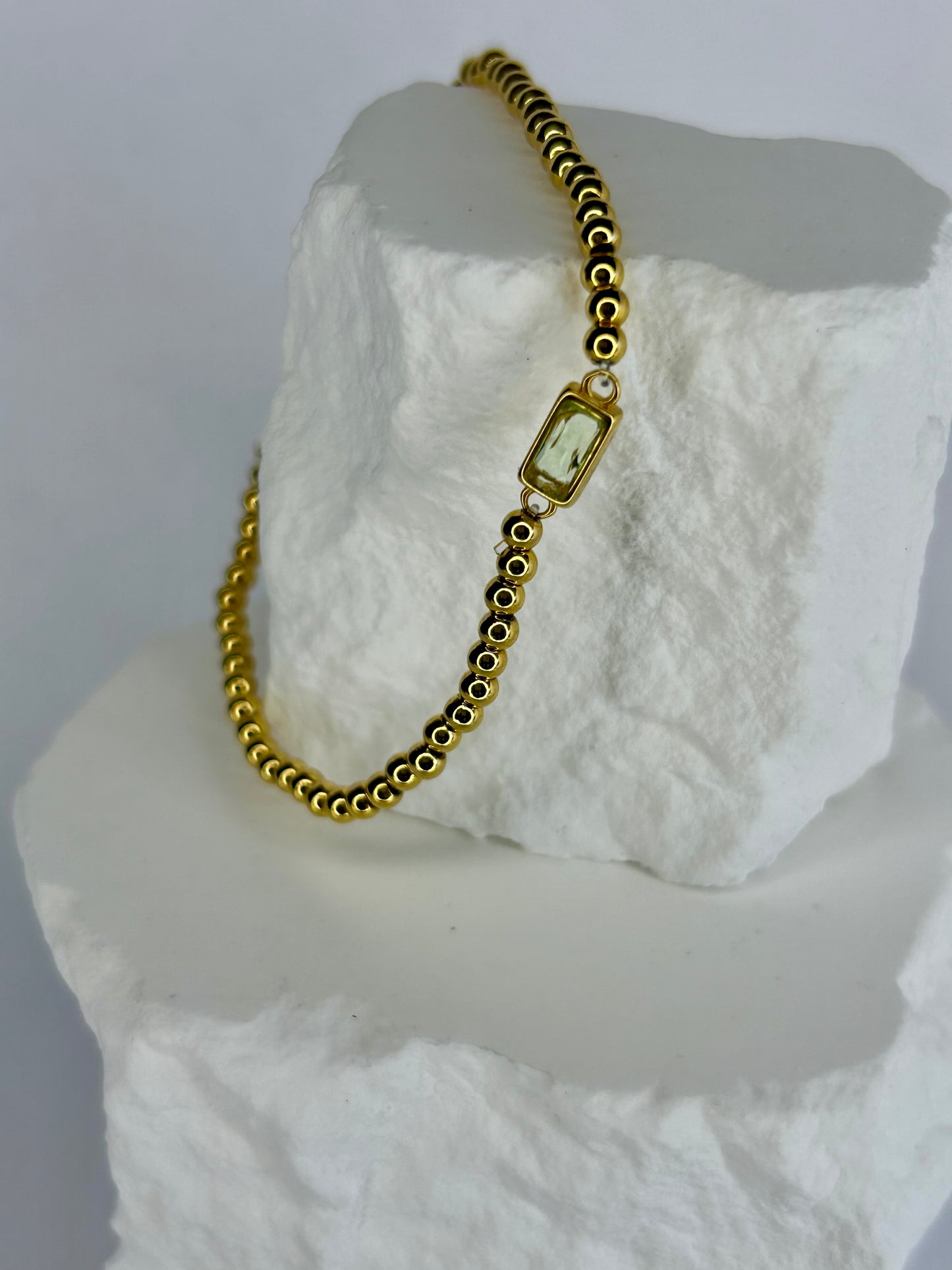 CZ & Gold Bead Bracelet