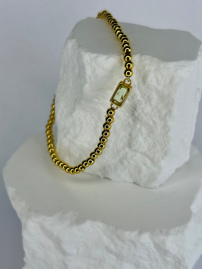 CZ & Gold Bead Bracelet