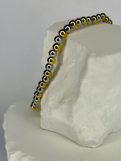Small Gold & Silver Bead Bracelet