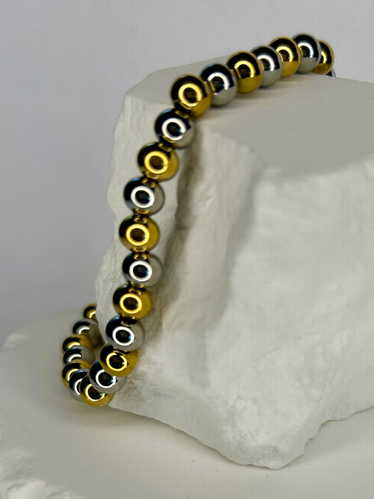 Medium Gold & Silver Bead Bracelet