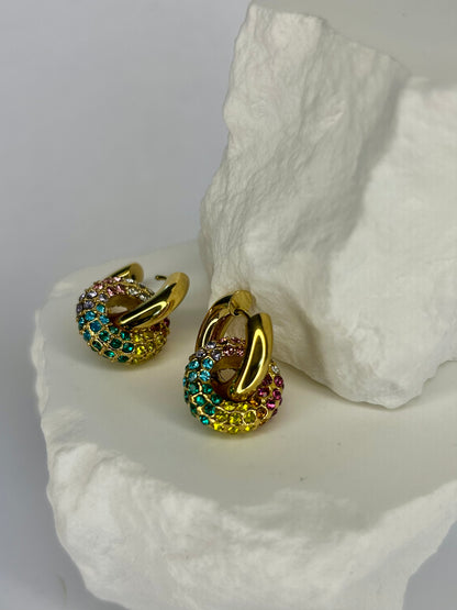 Multi CZ Drop Huggie